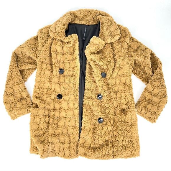 W118 by Walter Baker Brown Teddy Faux Fur Coat Size large - Picture 1 of 7